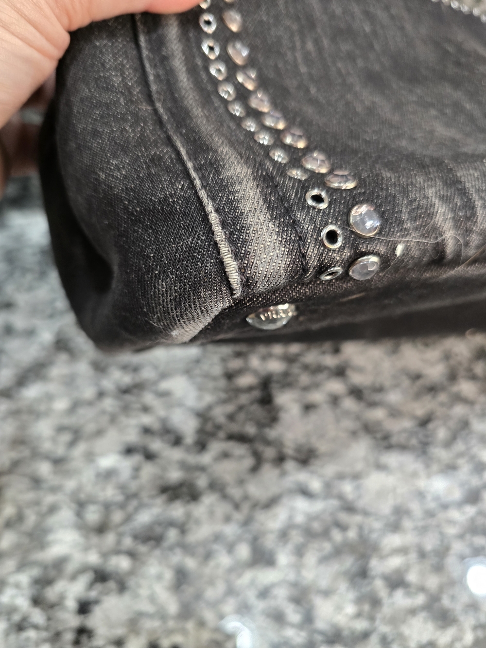 Prada Canapa Bijoux Crystal Embellished Denim Tote (Small) - Picture 12 of 16